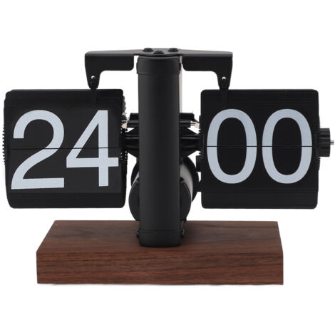 Horloge de bureau à bascule vintage 24 heures avec base antidérapante et bouton rotatif réglable, alimentée par batterie, horloge numérique à bascule pour salon et bureau