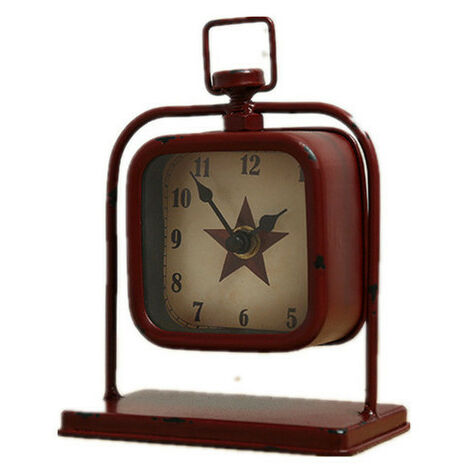Horloge de bureau nordique rétro, décoration créative de chambre à coucher, horloge muette, décor de bureau, cadeau d&39anniversaire,Red