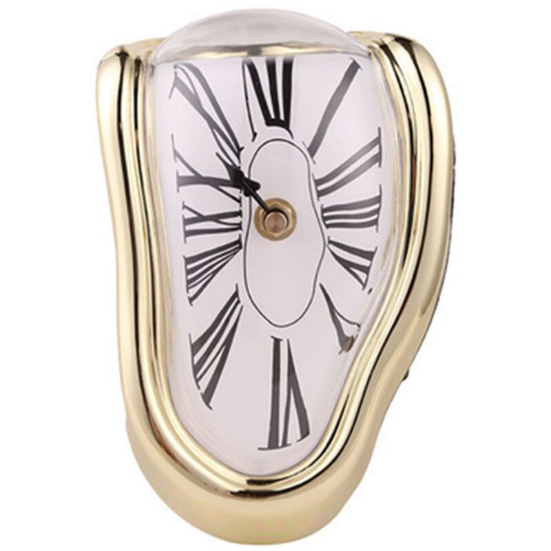 Horloge de Bureau Rétro Dorée à Peinture Métallique Électrodéposée - Décoration Plastique Style Montre Fondante