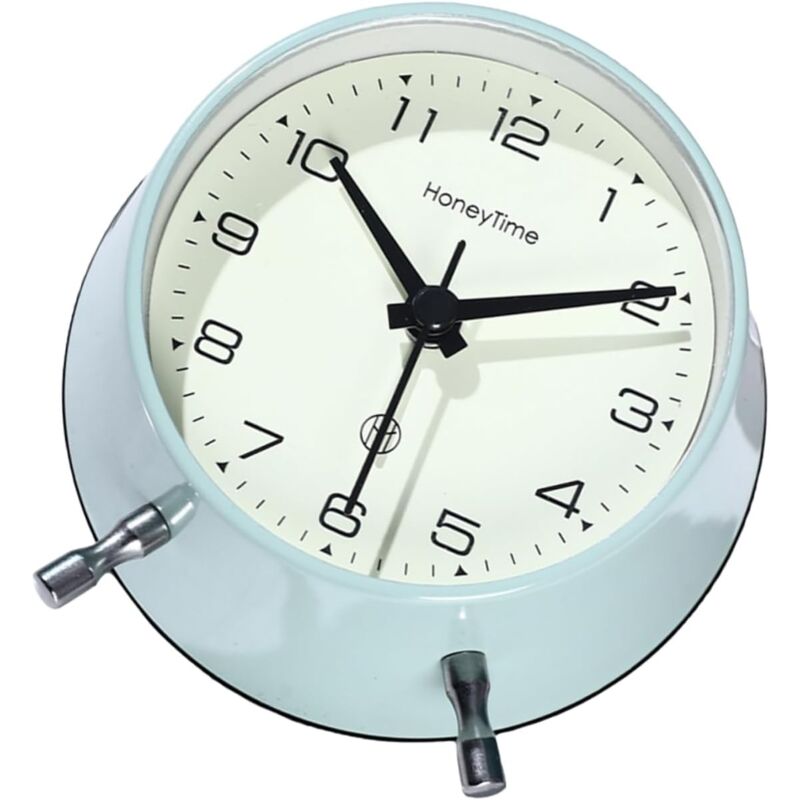 Horloge de chambre à coucher, horloge à piles, horloge silencieuse, table de chevet, pour enfants, métal, ronde