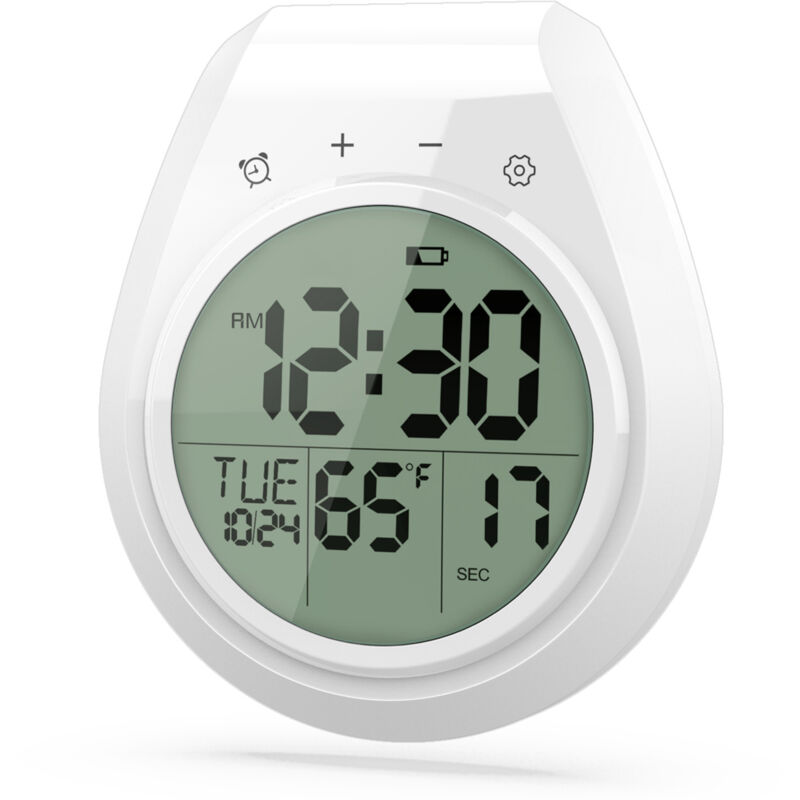 Lntyq - Horloge de douche numérique étanche, minuterie de salle de bain, horloge murale de cuisine numérique, écran lcd, 12/24 heures