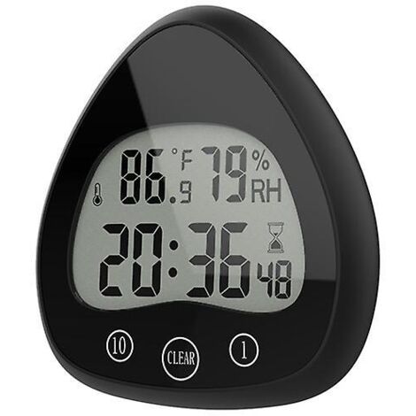Horloge de douche numérique LCD étanche avec alarme, minuteur, thermomètre et ventouse