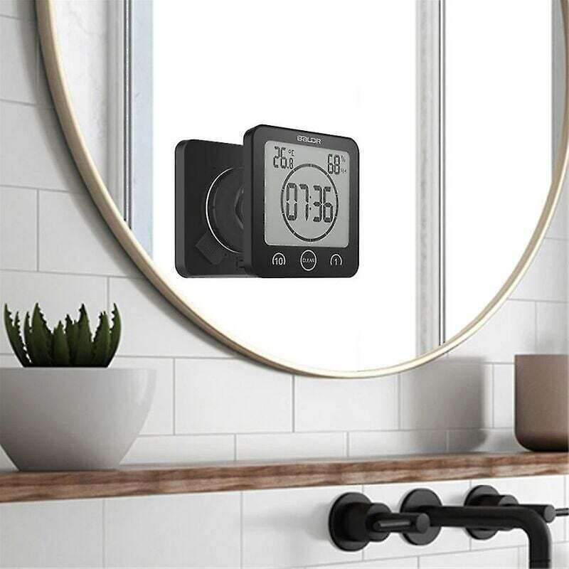 Horloge de douche numérique pour salle de bain, étanche pour pulvérisation d'eau, thermomètre - Gris
