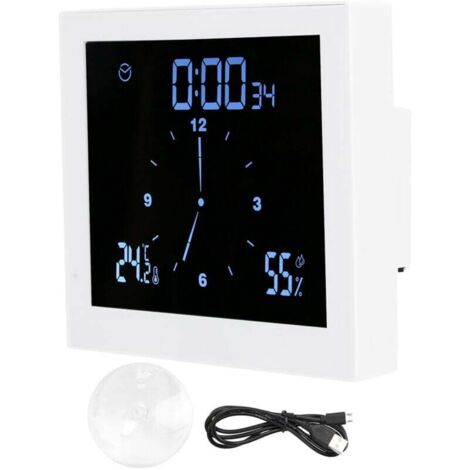 Horloge de douche TS-WP10, minuterie innovante, thermomètre étanche, hygromètre, fourniture de salle de bain (blanc)