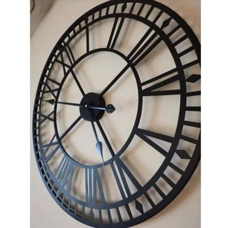 Horloge de jardin résistante aux intempéries - Rétro - Chiffres romains - Vintage - Simple - Art en fer - Horloge d'extérieur - Fonctionnement à piles - Silencieuse - 40 cm