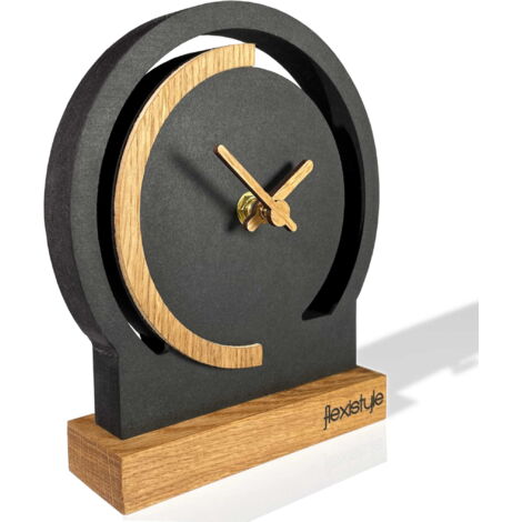 horloge de parquet ovale en chêne noir