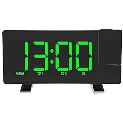 Horloge de projection, grande horloge de projection à écran LED incurvé, radio-réveil FM, double réveil mural-Fei Yu