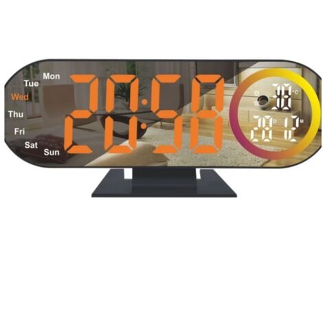 Horloge de Projection Murale et Plafond avec Alarme Double, Affichage Date/Température, Rotation 180° pour Chambre