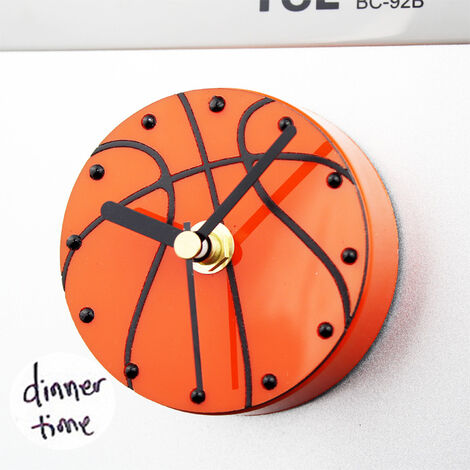 Horloge de réfrigérateur de basket-ball, horloge suspendue, magnétique et collante, muet, à la mode et créative, pour le sport