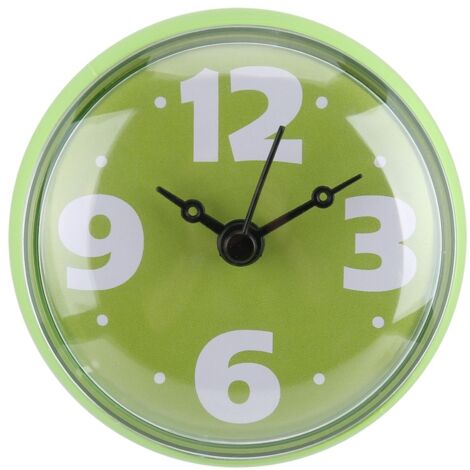 Horloge de Salle de Bain Étanche avec Ventouse, Miroir et Accessoires de Douche Vert