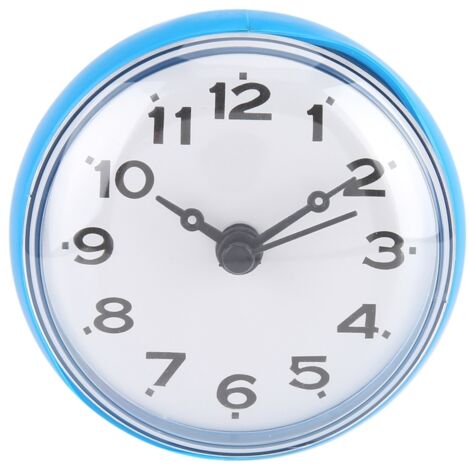 Horloge de Salle de Bain Étanche avec Ventouse, Miroir et Design Bleu pour Douche