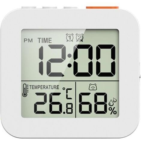 Horloge de salle de bain numérique, minuterie de douche, hygromètre, thermomètre, horloge murale, minuterie de douche étanche, blanc
