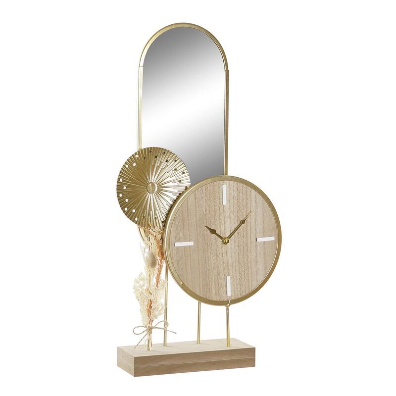 Horloge de Horloge de table or naturel, de métal, miroir et mdf (26 x 8 x 53 centimètres). - Dkd Home Decor