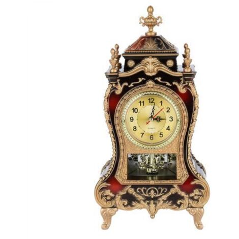 Horloge de Table en plastique de Style Vintage, réveil de bureau décoratif Antique pour maison, hôtel (rouge brunâtre)