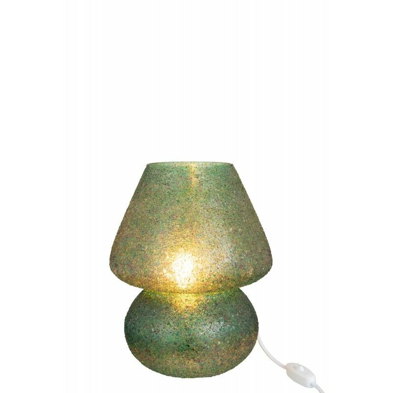 jolipa - lampe de table en verre vert 23x23x30cm - vert