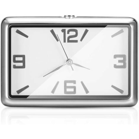 Horloge de Tableau de Bord de Voiture, Horloge de Quartz d'horloge de Voiture Belle Montre de décoration de Voiture Ornements Mini Style Stick-on (Blanc)