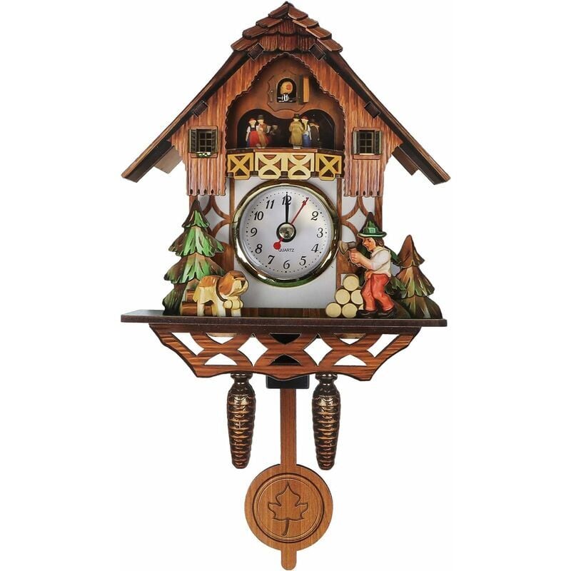 Horloge d'horloge de forêt noire avec quartzwerk et appel au coucou, un