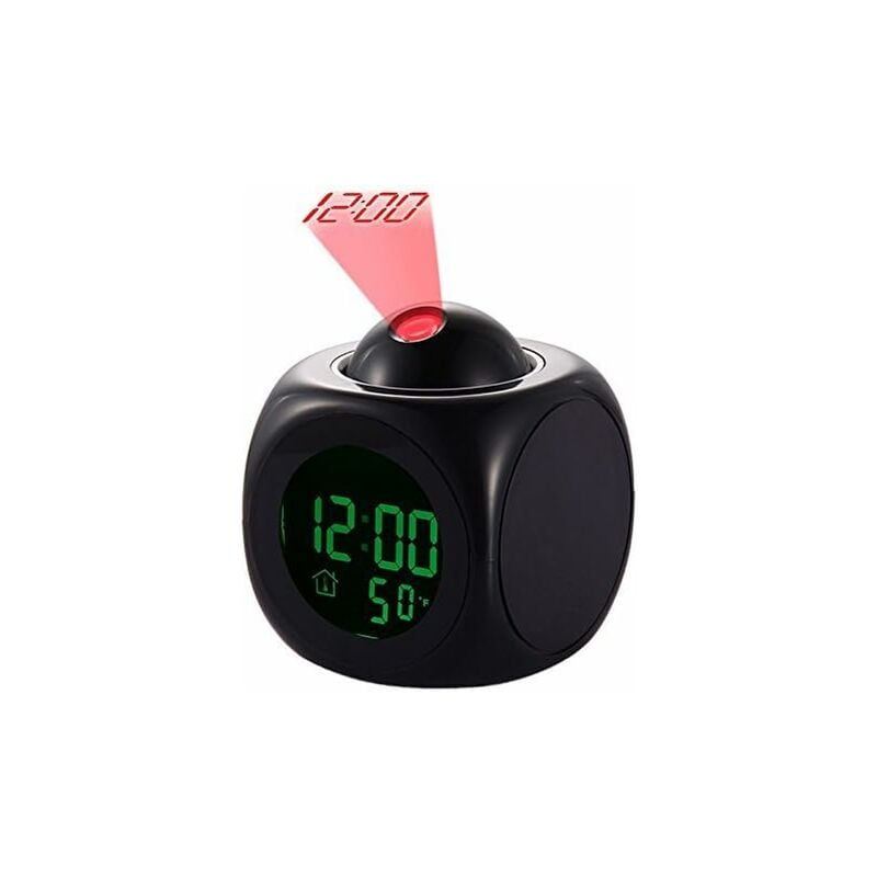 Horloge Digitale de Projection Réveil Silencieux LED Reveille-matin avec Fonction Snooze, 12/24h, Annonce de l'heure, Haut-parleur Intégré,