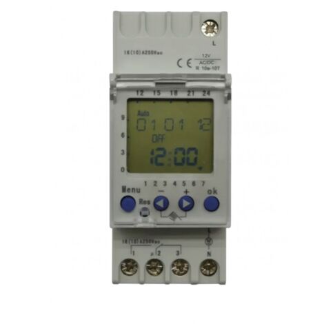 HORLOGE DIGITALE HEBDOMADAIRE 1 VOIE - NO/NF - 12 V - 4M