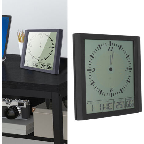 Horloge digitale murale 8,6" écran LCD + thermomètre/hygromètre multifonction pour maison & bureau
