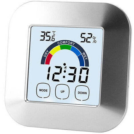 Horloge , écran LCD Tactile intérieur Thermomètre Hygromètre Réveil électrique Horloge météo  1 pcs (3.3x3.3in)