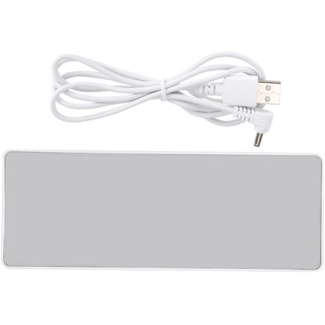 Horloge Électronique avec Affichage LED Miroir Numérique, Alarme Double Alimentation Pile/Prise 0712