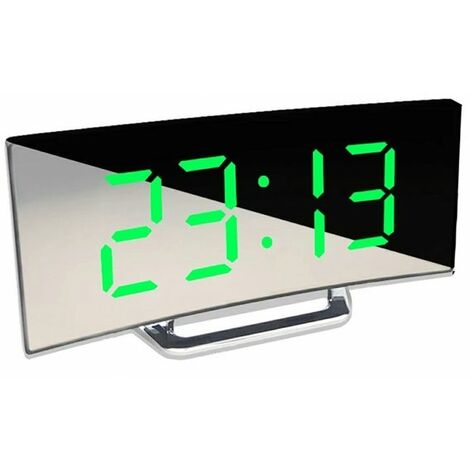 Horloge électronique de bureau à écran incurvé Dimmable,réveil numérique LED pour chambre d&39enfants, 7 pouces, chiffres écrits en grand, montre de table,Green,CHINA