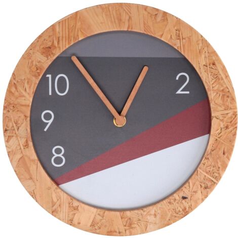 Horloge en bois avec bord gris rond cm ø26h3