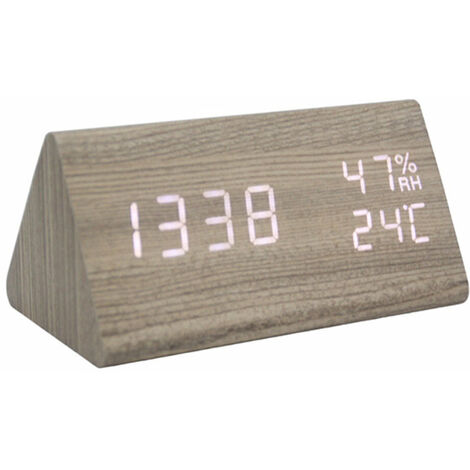 Horloge en bois multifonctionnelle LED Horloge numérique Camphre Grain de bois Horloge en bois Contrôle du son muet LED Réveil électronique Cadeau étudiant Horloge électronique Température Humidité Heure Date Fonction
