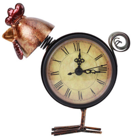 Horloge en fer en forme de poulet, Style rétro européen, horloge de Table de bureau, ornement de maison, cadeaux artisanaux