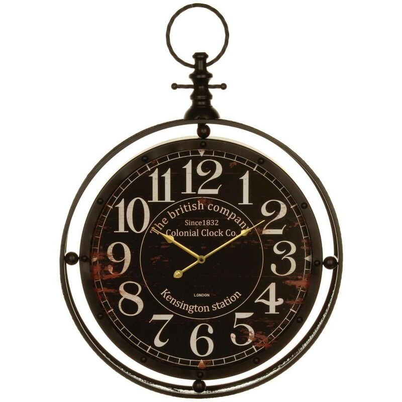 Atmosphera - Horloge Gousset métal noir D60cm créateur d'intérieur