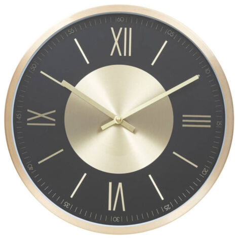 Horloge en Métal "Ariana" 30cm Noir & Or