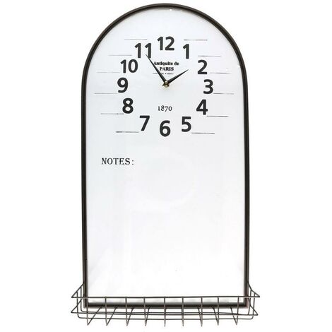 Horloge en métal avec étagère et tableau noir cm38x71x2-14