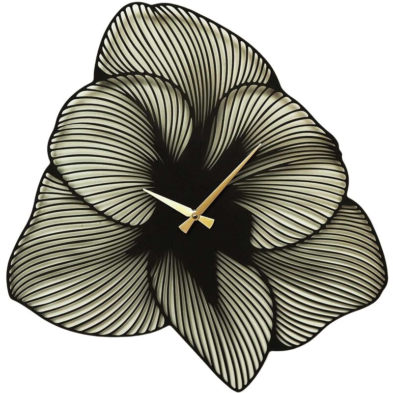 Wellhome - Horloge murale décorative en metal style fleur