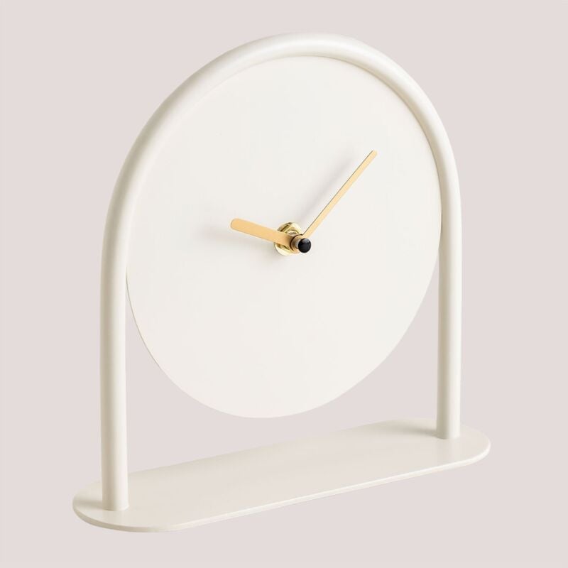 Sklum - Horloge de Table en Métal Anuket Blanc Gardenia