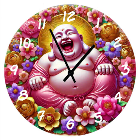 Horloge en verre bouddha rieur 29 cm