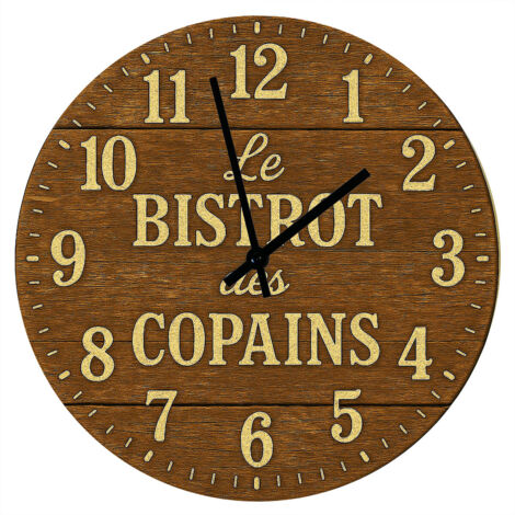 Horloge en verre le bistrot des copains 29 cm
