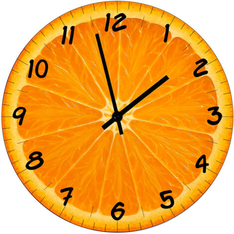 Horloge en verre tranche dorange 29 cm