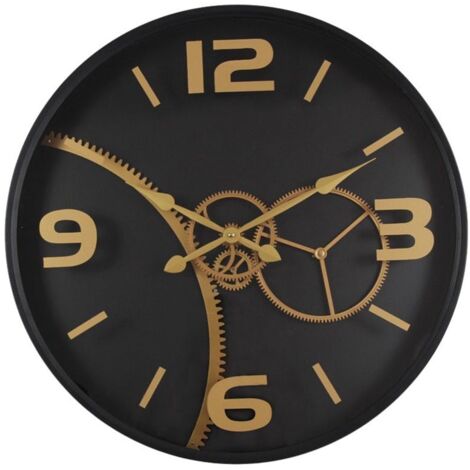 Horloge engrenages noir et or