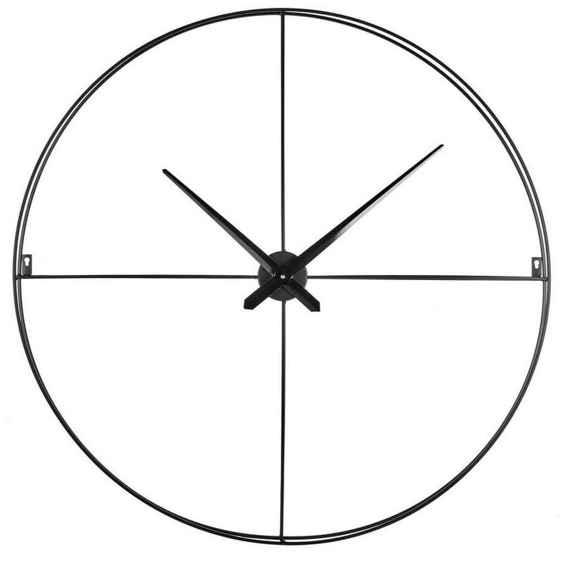 Horloge Murale Noir 80 cm – Horloge Filaire Métal Noir – Horloge Silencieuse 80 cm – Horloge Minimaliste – Marque Française - Noir