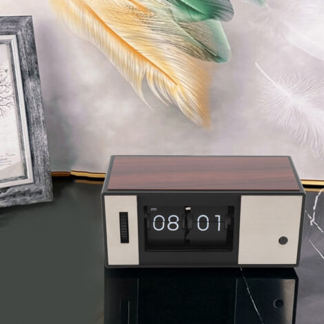Horloge Flip Retro Digitale, Bureau, Design Élégant, Automatique, Facile à Lire, ABS, 16.5x7.7cm, Batterie AA, Décor