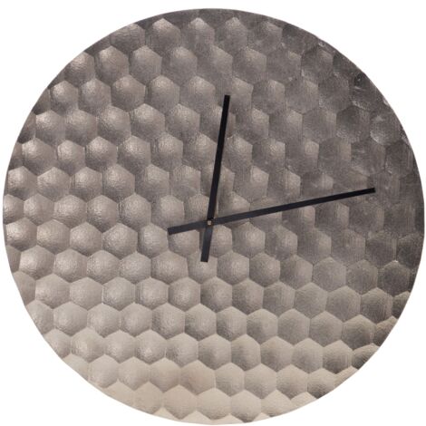 Horloge imitation balle de golf 51x3x51 cm en aluminium argenté