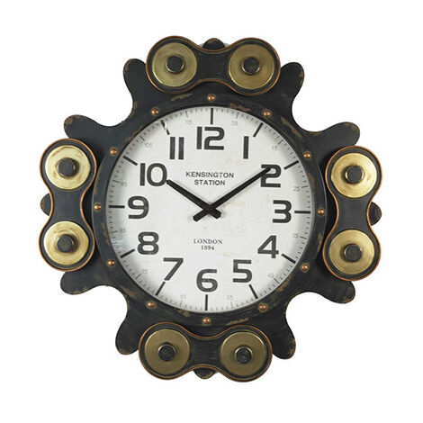 Horloge murale industrielle lumineuse en métal marron D110 KENSINGTON