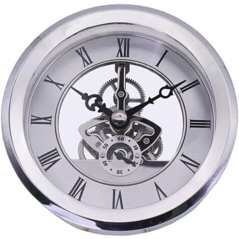 Horloge Intégrée, 4-1/16 Pouces (103 MM) Horloge Squelette Transparente Inserts avec Chiffres Romains Mouvement à Quartz Horloge à Quartz Accessoires Horlogerie Bricolage