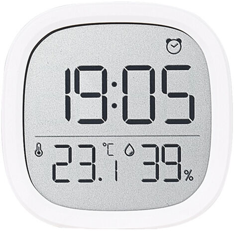 Horloge LCD minimaliste, horloge électronique multifonctionnelle avec affichage de la température et de l'humidité, réveil magnétique, usage domestique - blanche