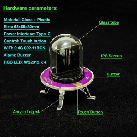 Horloge LED connectée Bitcoin RGB à tube Nixie, en Wi-Fi, avec veilleuse intégrée.