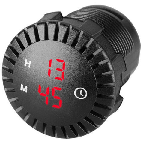 Horloge LED de voiture Horloge tactile Horloge numérique de voiture étanche 12V / 24V Mini horloge digitale led Mini Horloge De Moto Diamètre de 2,01 pouces pour Voitures, navires, SUV,rouge