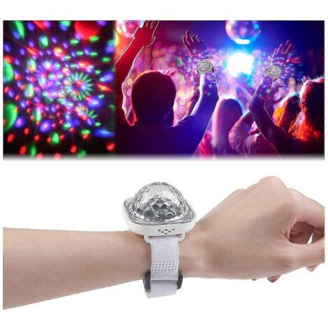 Horloge lumineuse LED boule disco activée par le son, bracelet lumineux rechargeable pour décoration de chambre, voiture, anniversaire, mariage (blanc)