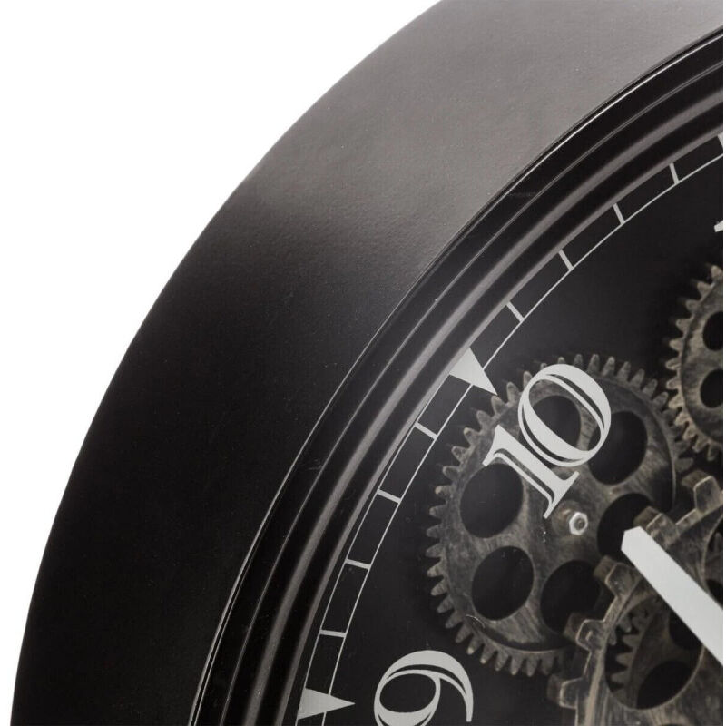 Horloge mécanique noire, métal Diamètre 37 cm Atmosphera