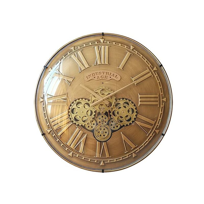 Horloge mécanisme convexe verre doré 60cm